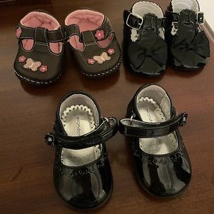 2 black baby dress shoes and 1 brown pair bundle